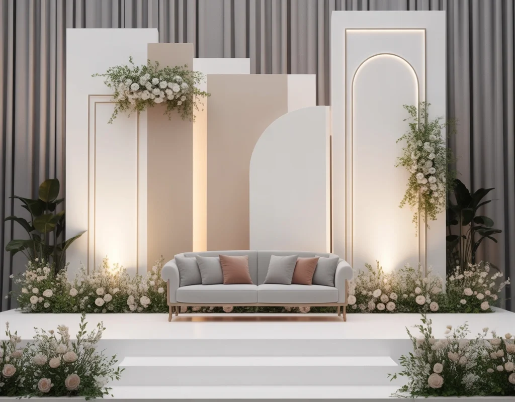 Minimalist Modern Wedding Stage Decoration for Elegant Couples