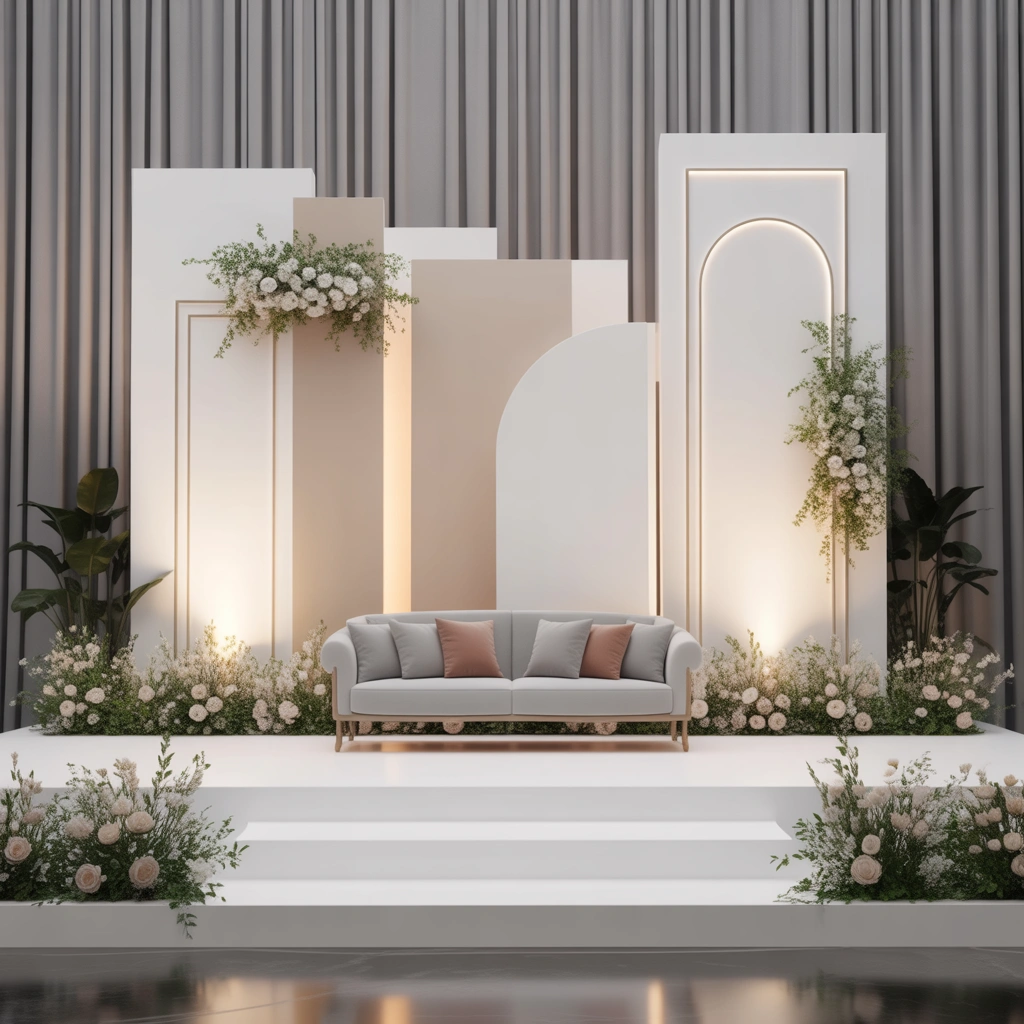 Minimalist Modern Wedding Stage Decoration for Elegant Couples