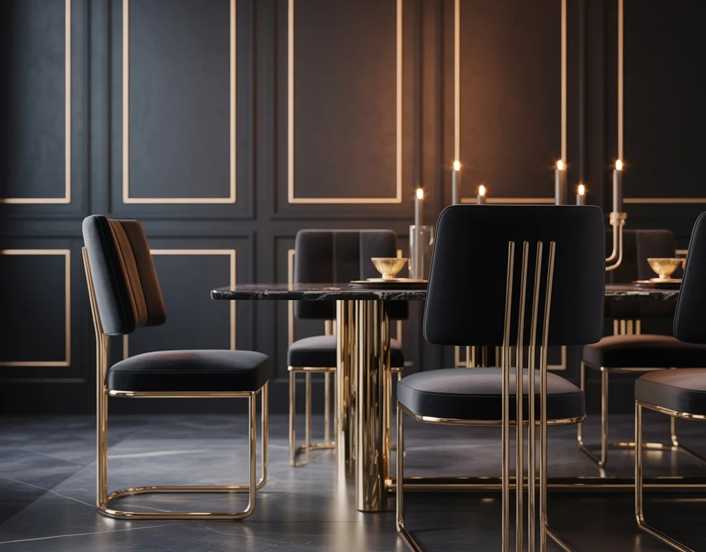 Mix Black Dining Chairs With Gold Accents