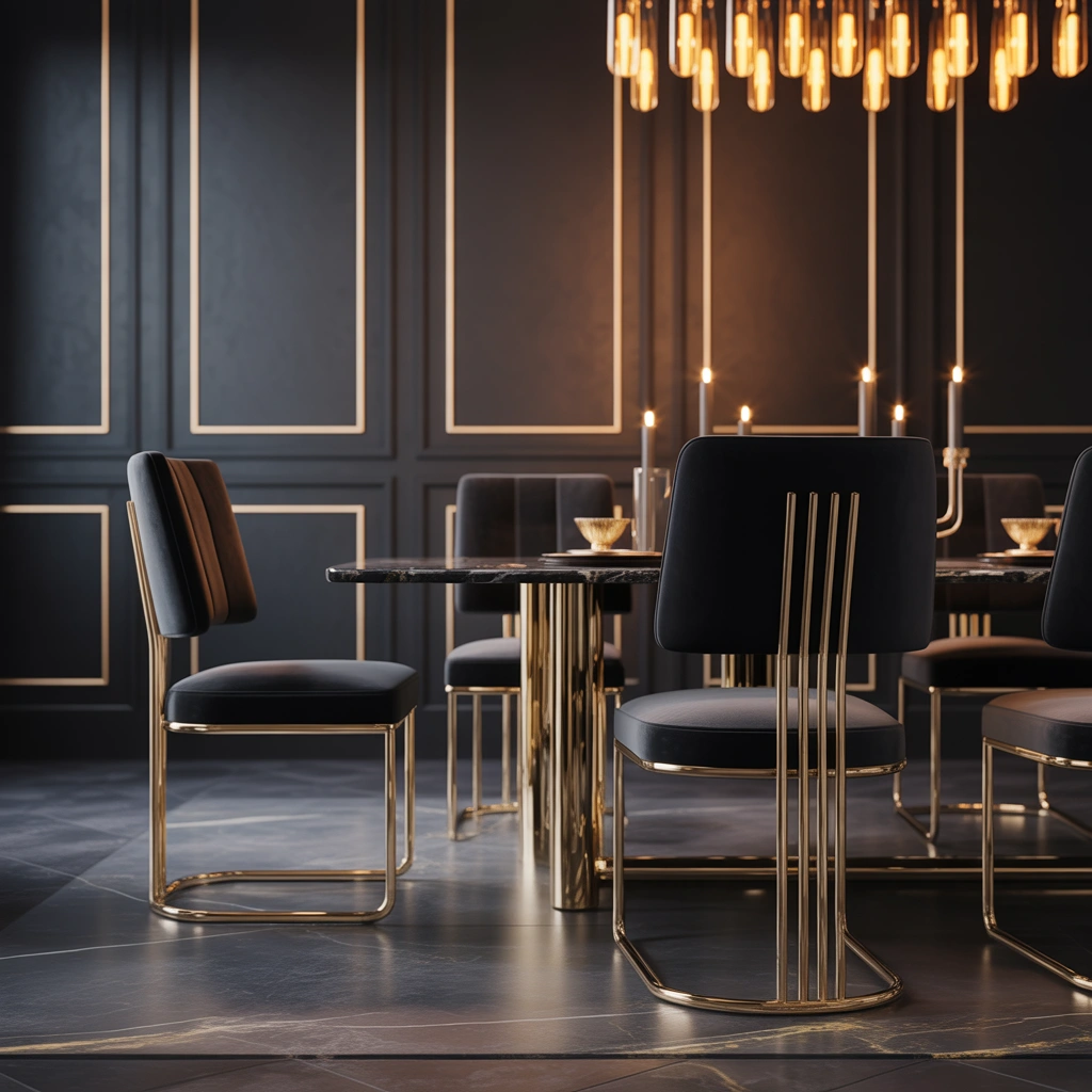 Mix Black Dining Chairs With Gold Accents