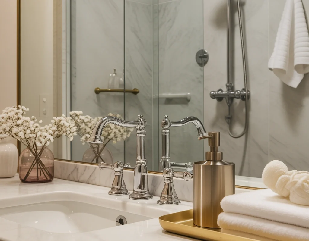 Mix Chrome and Brass in Bathroom Accessories