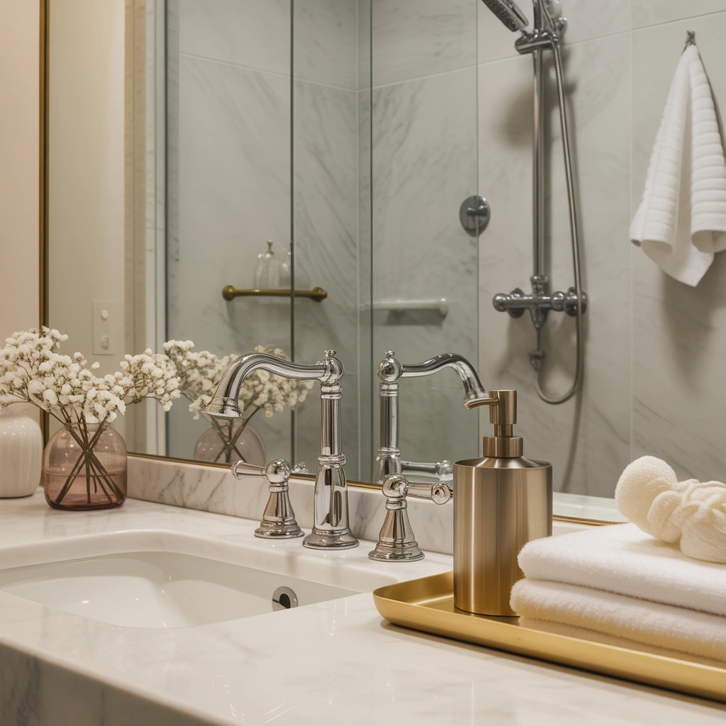 Mix Chrome and Brass in Bathroom Accessories