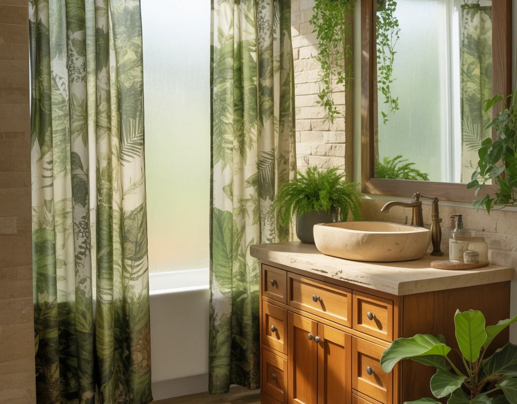 Nature Inspired Two Shower Curtain Ideas With Greenery