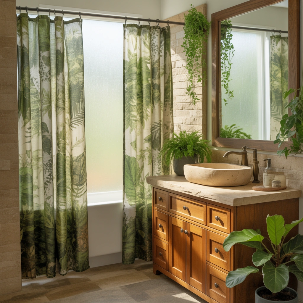 Nature Inspired Two Shower Curtain Ideas With Greenery