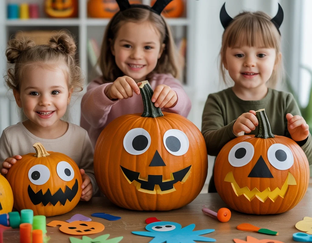 No Carve Halloween Pumpkin Faces