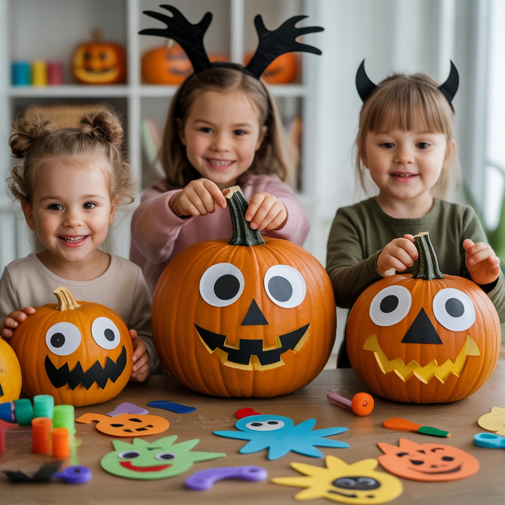 No Carve Halloween Pumpkin Faces