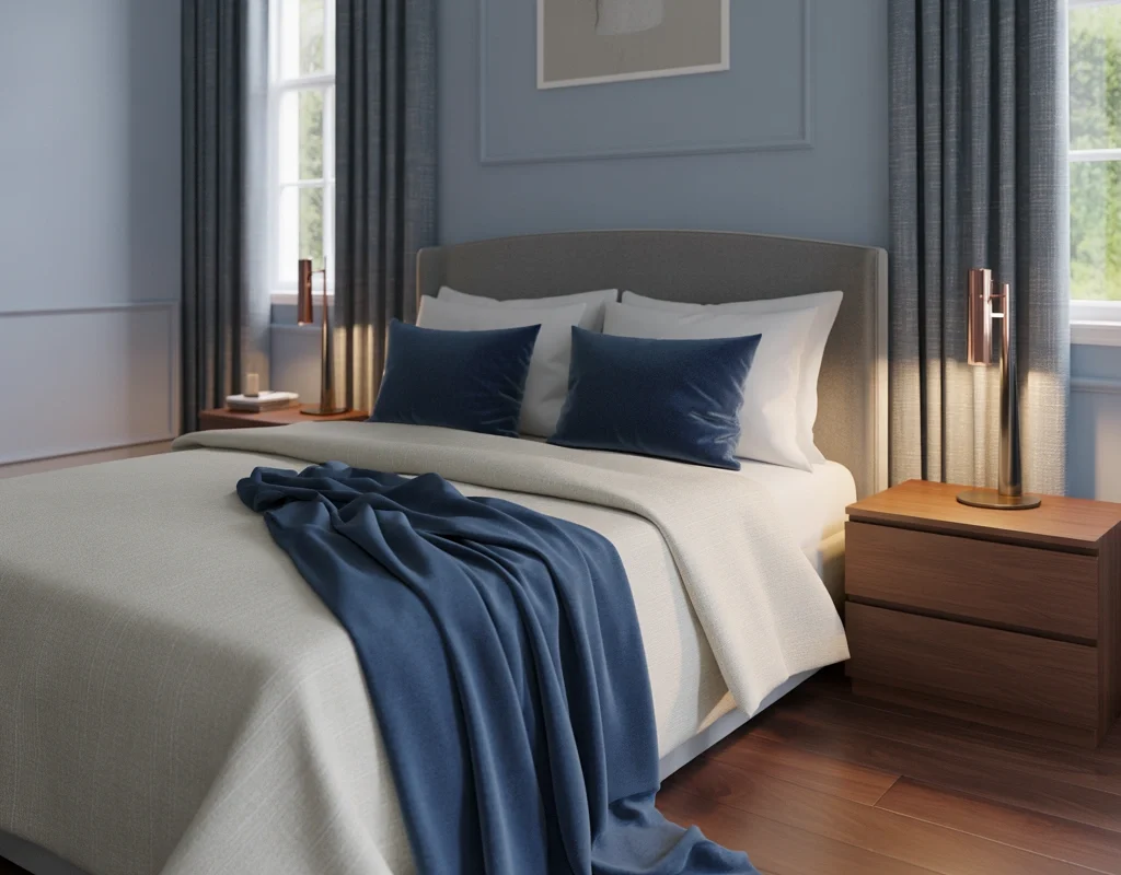 Pair Grey With Navy Blue for a Sophisticated Bedroom