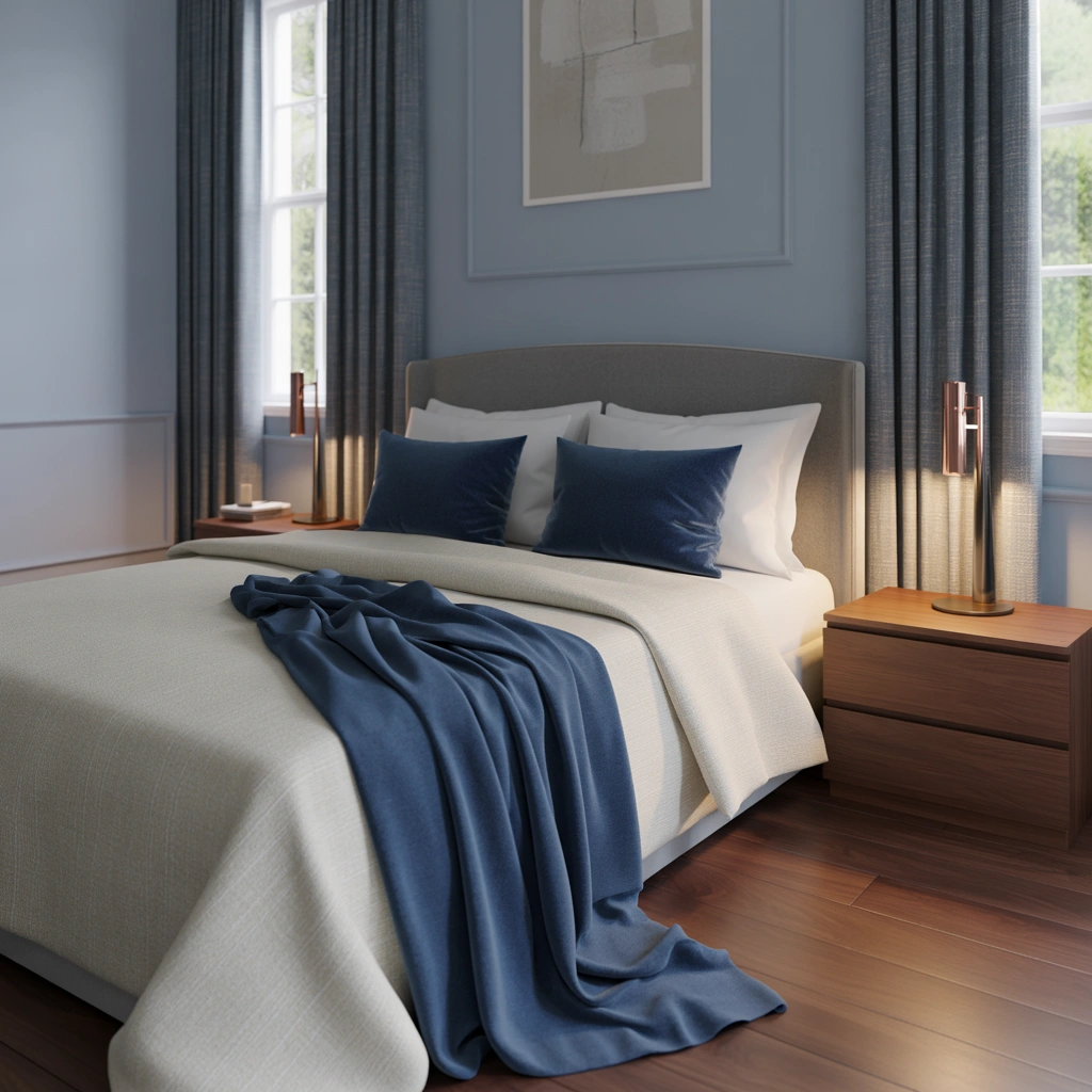 Pair Grey With Navy Blue for a Sophisticated Bedroom
