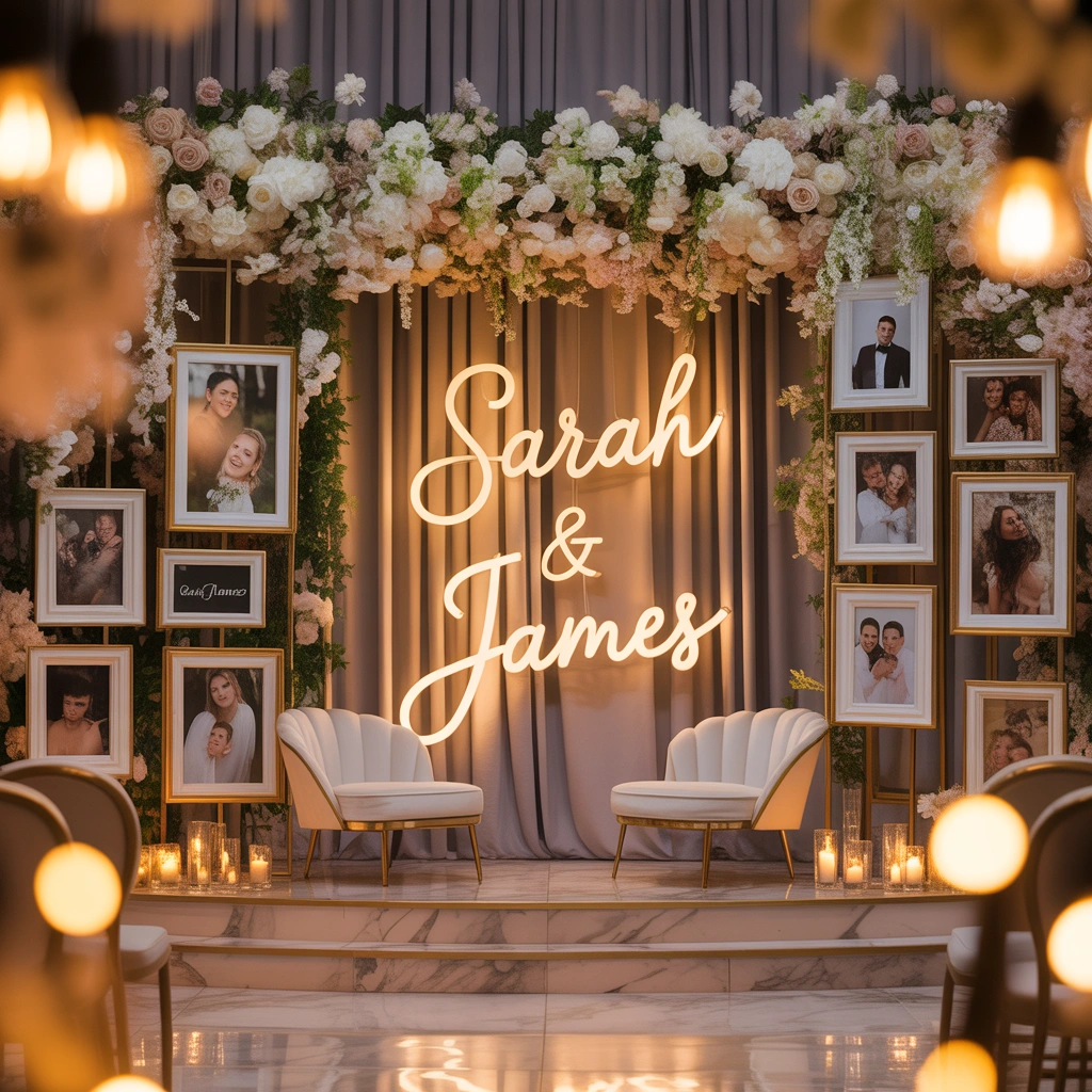 Personalized Wedding Stage Decoration with Couple Memories