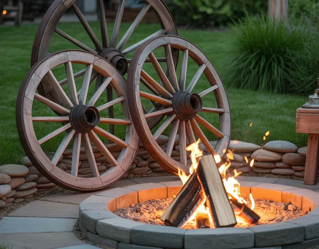 Place Wagon Wheels Around a Fire Pit