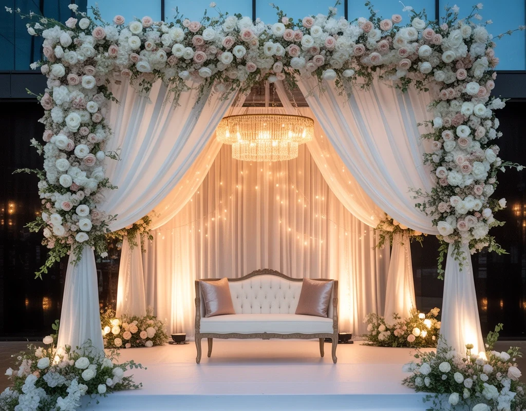 Romantic Floral Wedding Stage Decoration for a Dreamy Celebration