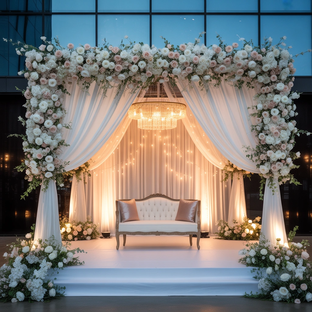 Romantic Floral Wedding Stage Decoration for a Dreamy Celebration