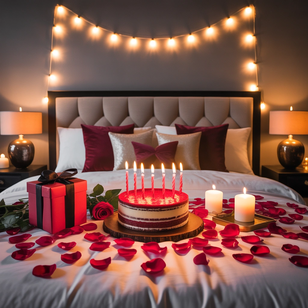 Romantic Rose Petal Birthday Room Decoration