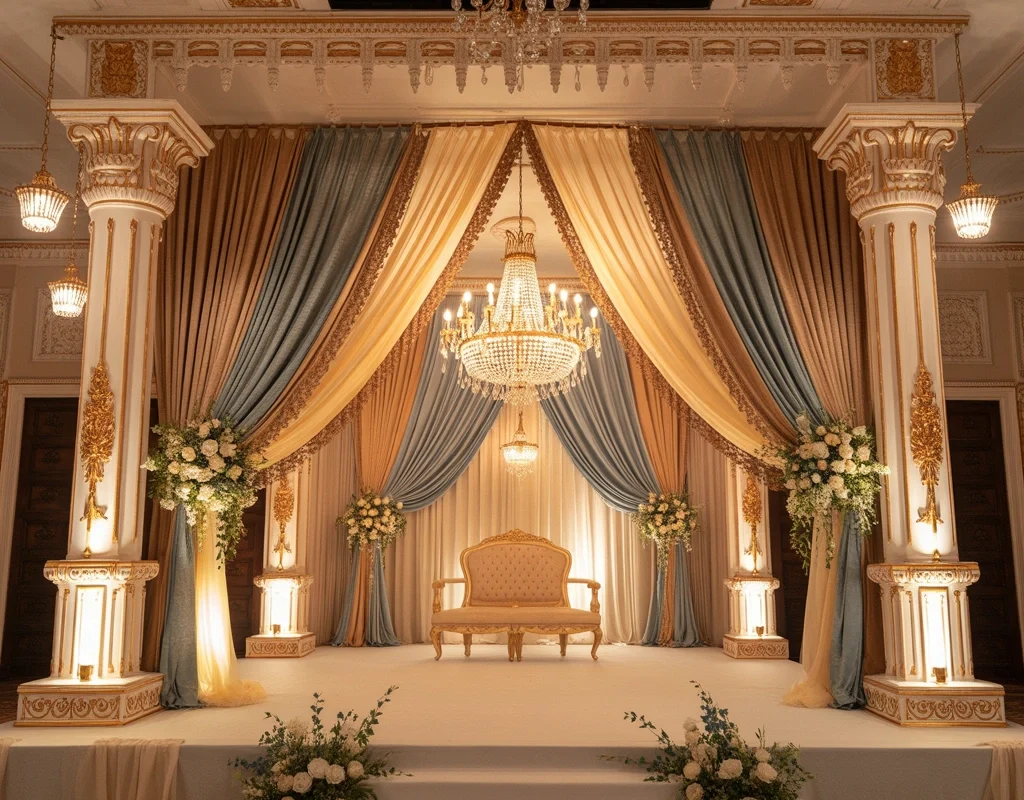 Royal Wedding Stage Decoration Inspired by Palace Designs