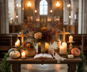 Seasonal Church Entryway Table Decor