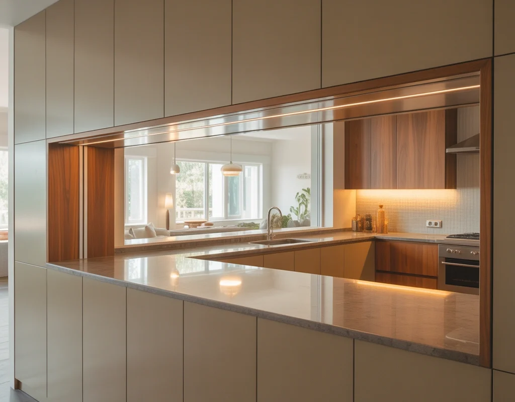 Semi Open Kitchen With a Serving Window
