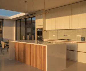 Semi Open Kitchen With an Island Divider