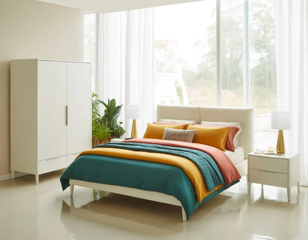 Style White Furniture With Colorful Bedding