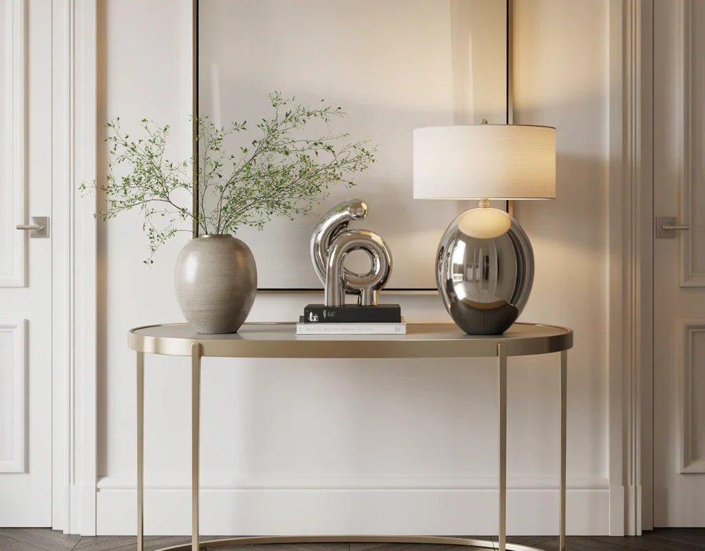 Style a Brass Console Table with Chrome Decor