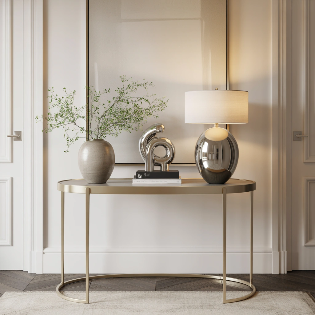 Style a Brass Console Table with Chrome Decor