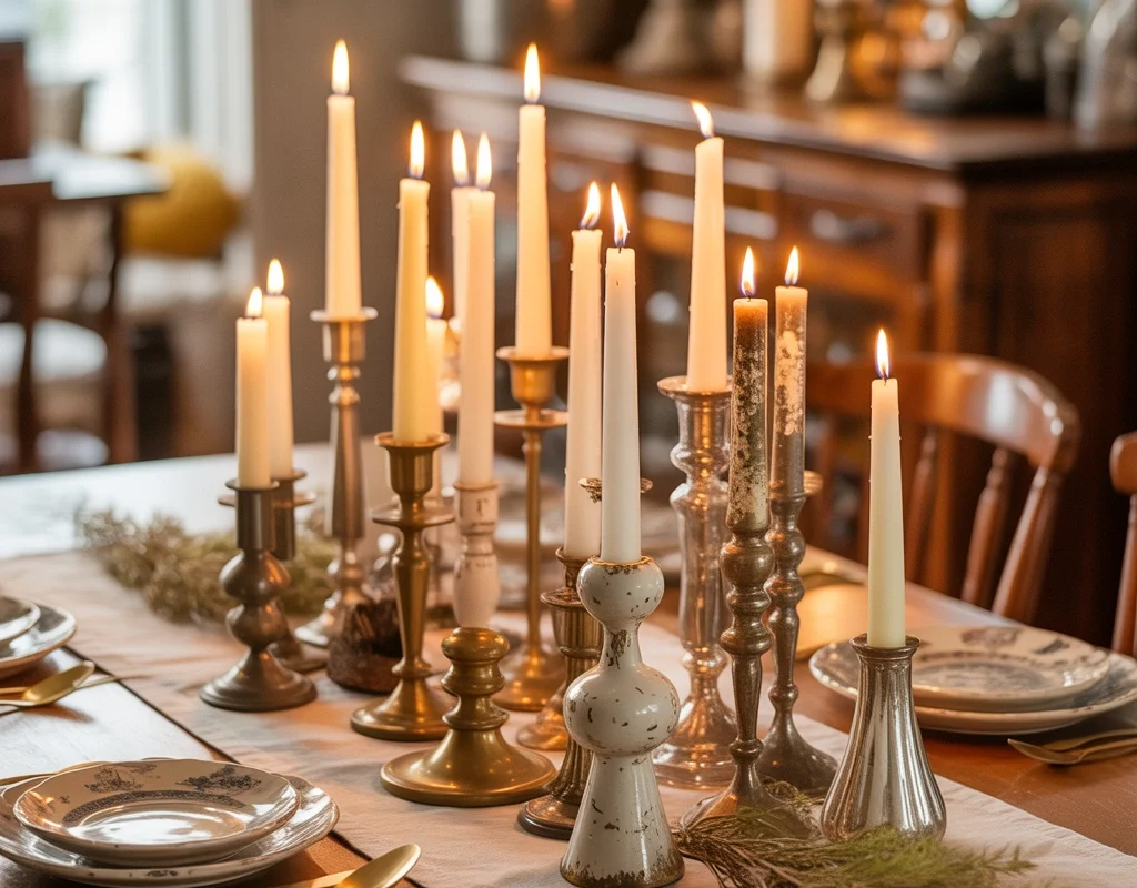 Style a Dining Table With Mismatched Vintage Candlesticks