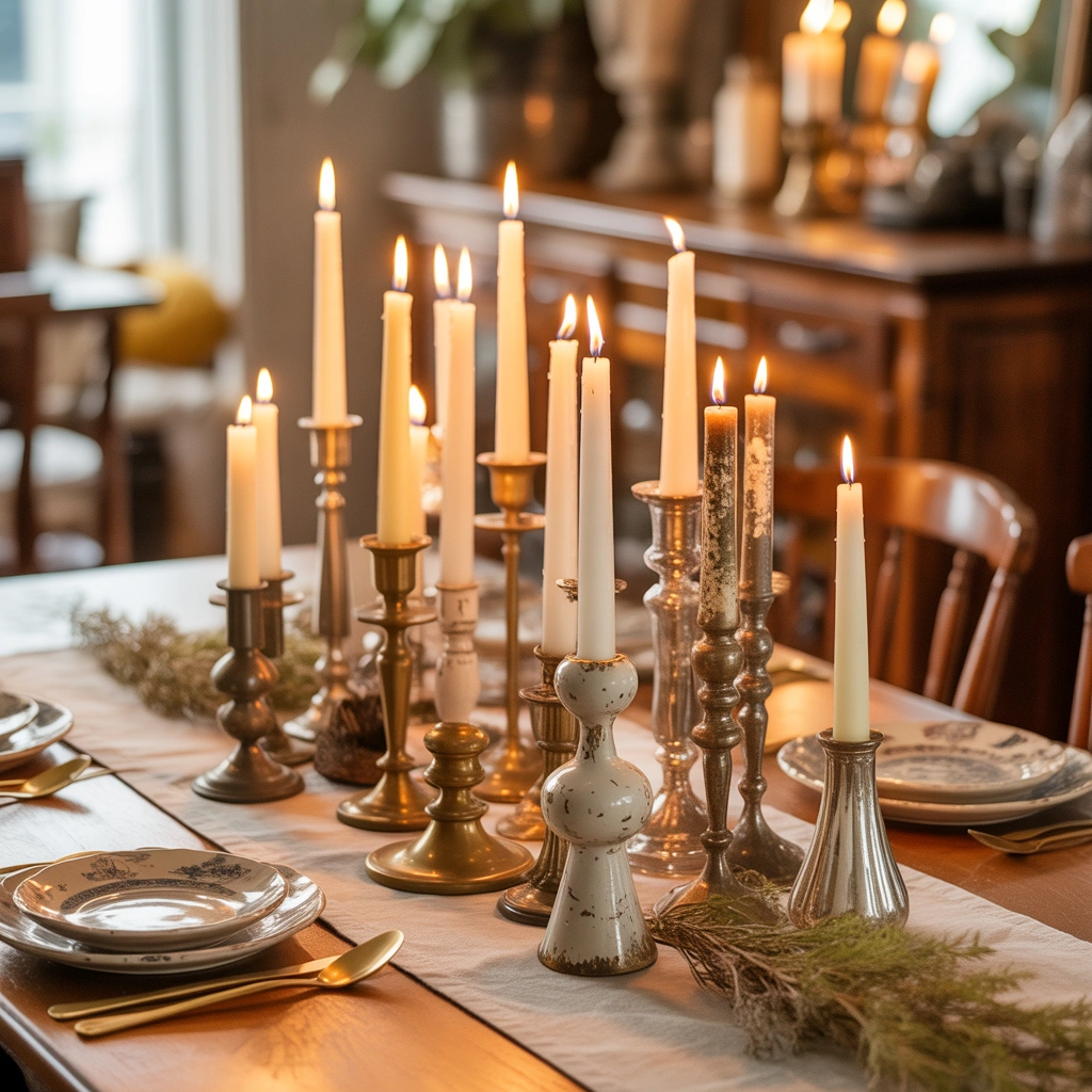 Style a Dining Table With Mismatched Vintage Candlesticks