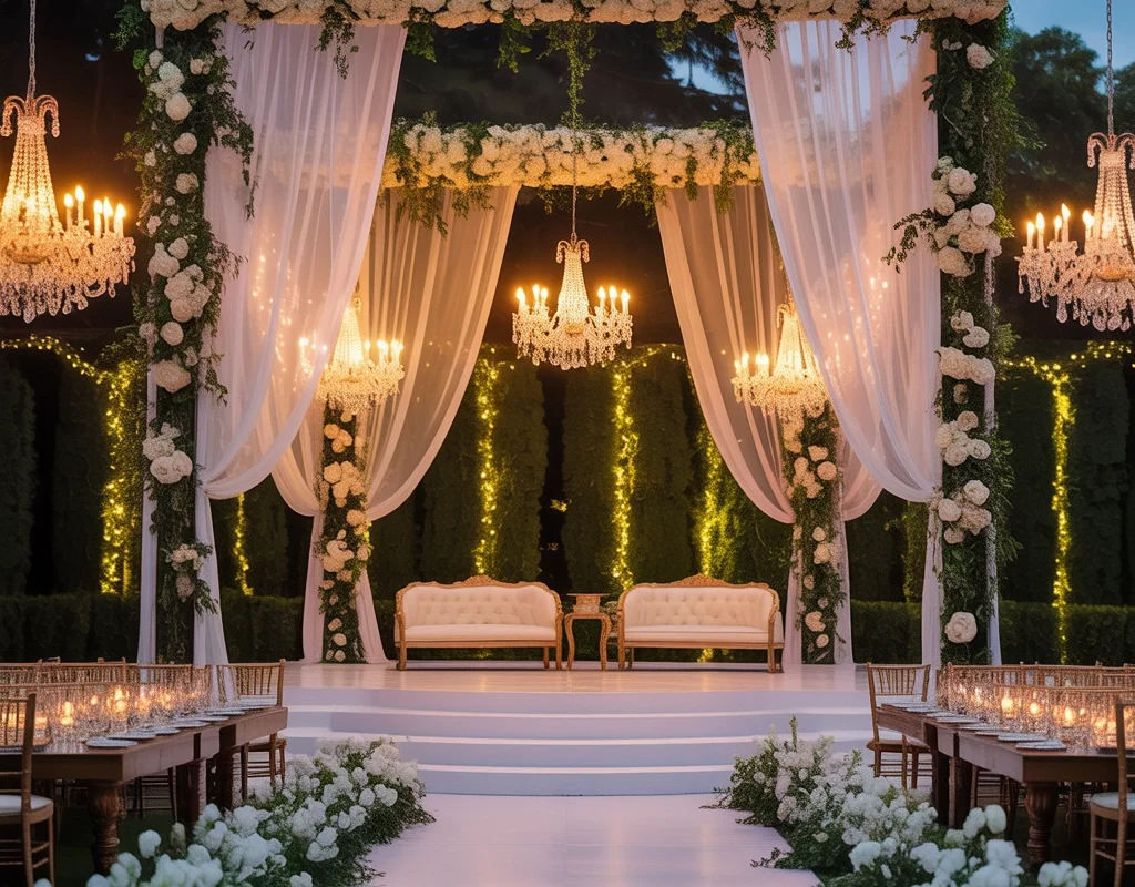 Style a Luxurious Outdoor Nikkah With Chandeliers