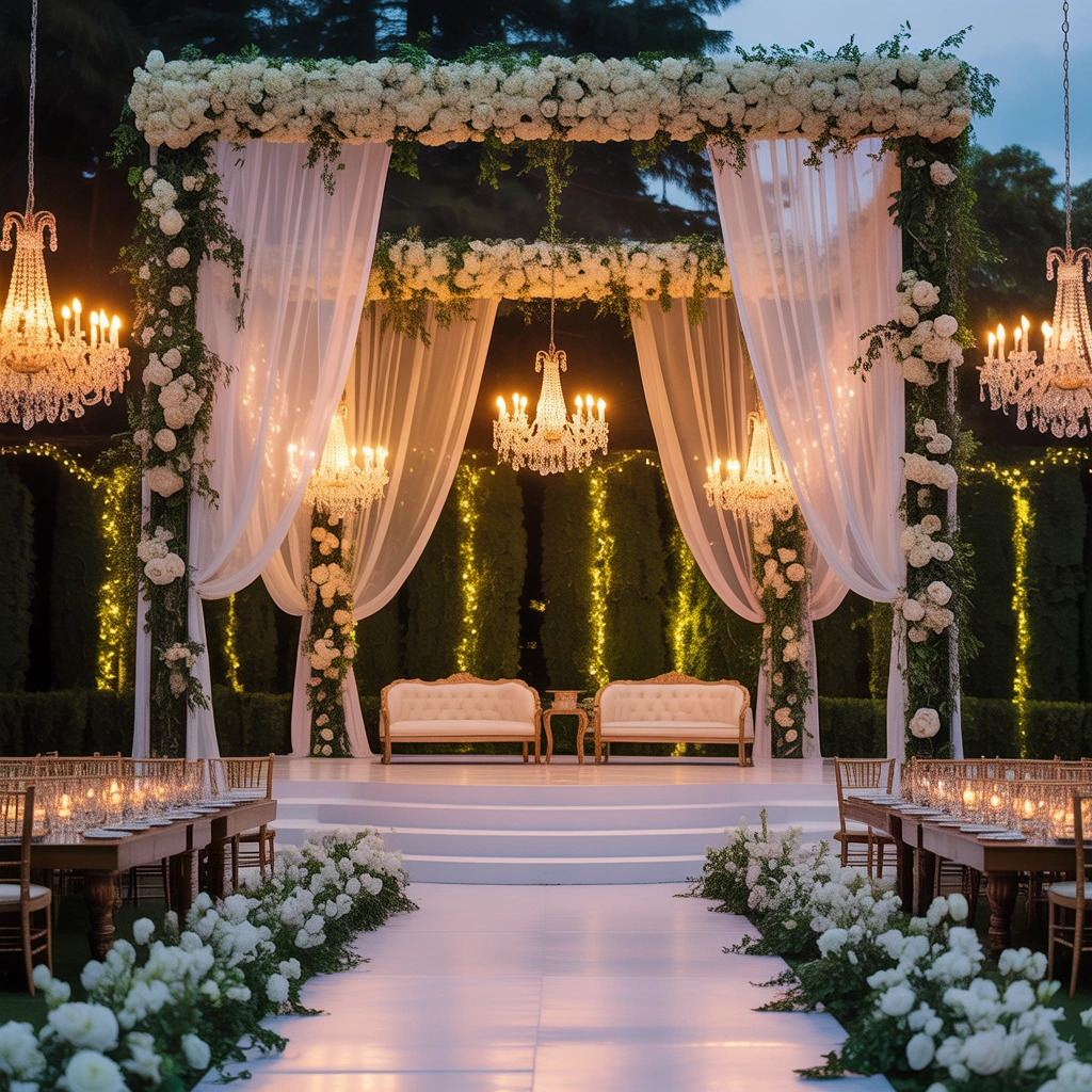 Style a Luxurious Outdoor Nikkah With Chandeliers