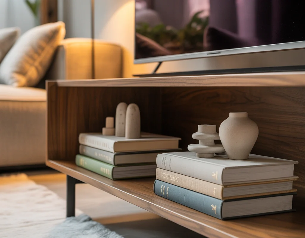 Style the TV Stand With Decorative Books