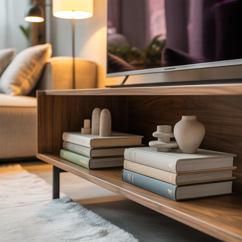 Style the TV Stand With Decorative Books