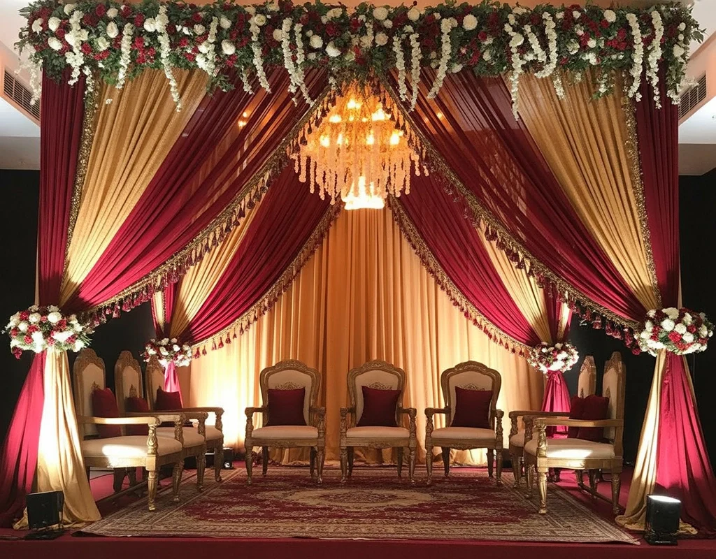 Traditional Wedding Stage Decoration with Cultural Elegance