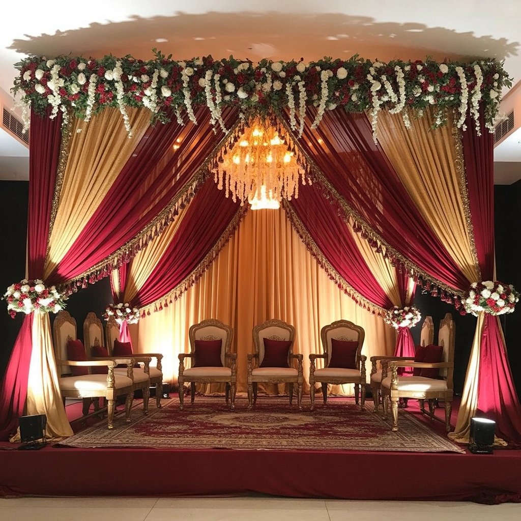 Traditional Wedding Stage Decoration with Cultural Elegance
