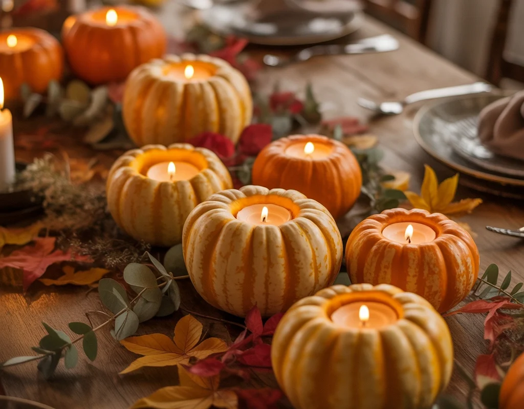 Turn Small Pumpkins Into Candle Holders