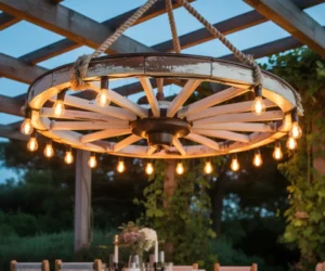 Turn a Wagon Wheel into an Outdoor Chandelier 1024x800