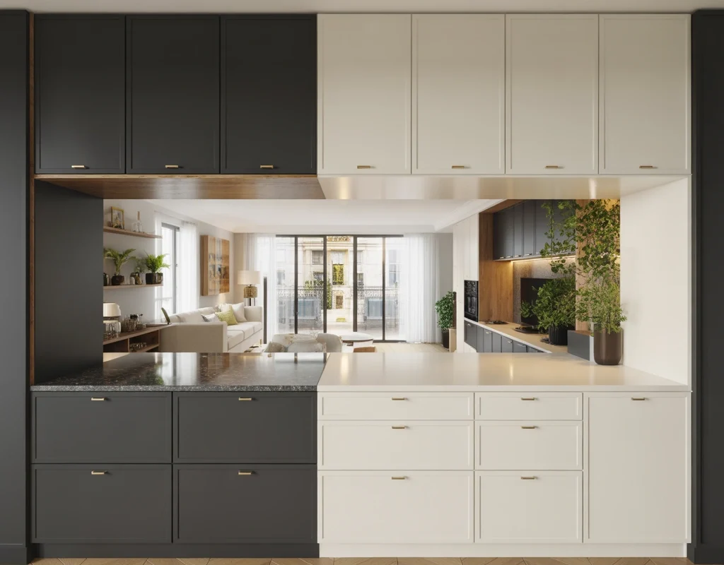 Two Tone Semi Open Kitchen
