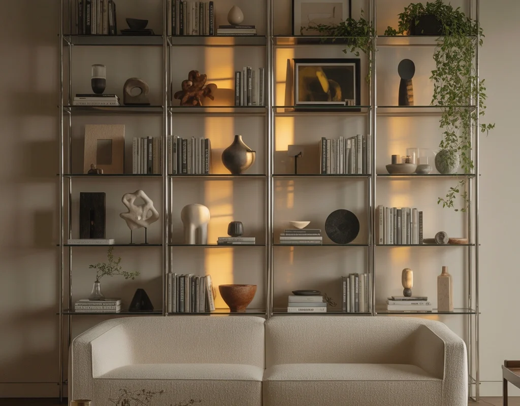 Use Chrome Shelving to Display Books and Art