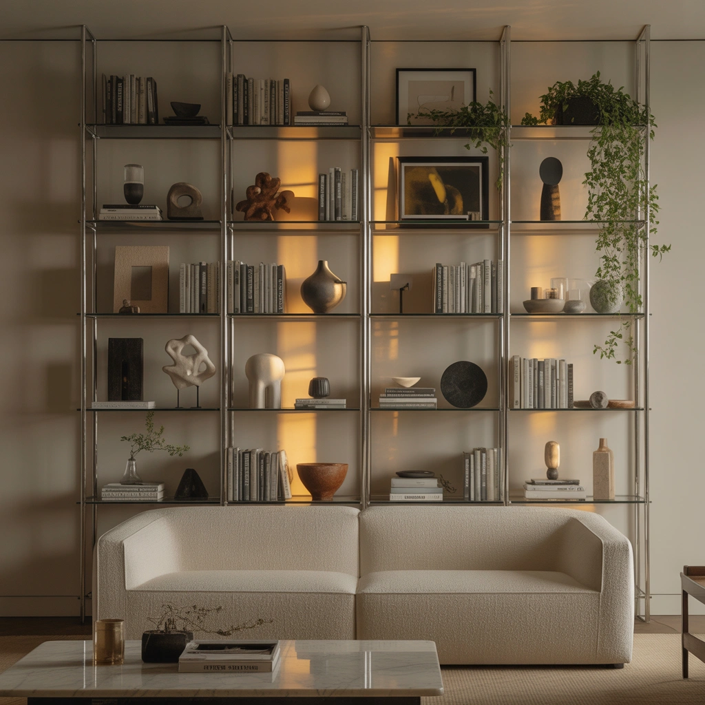 Use Chrome Shelving to Display Books and Art
