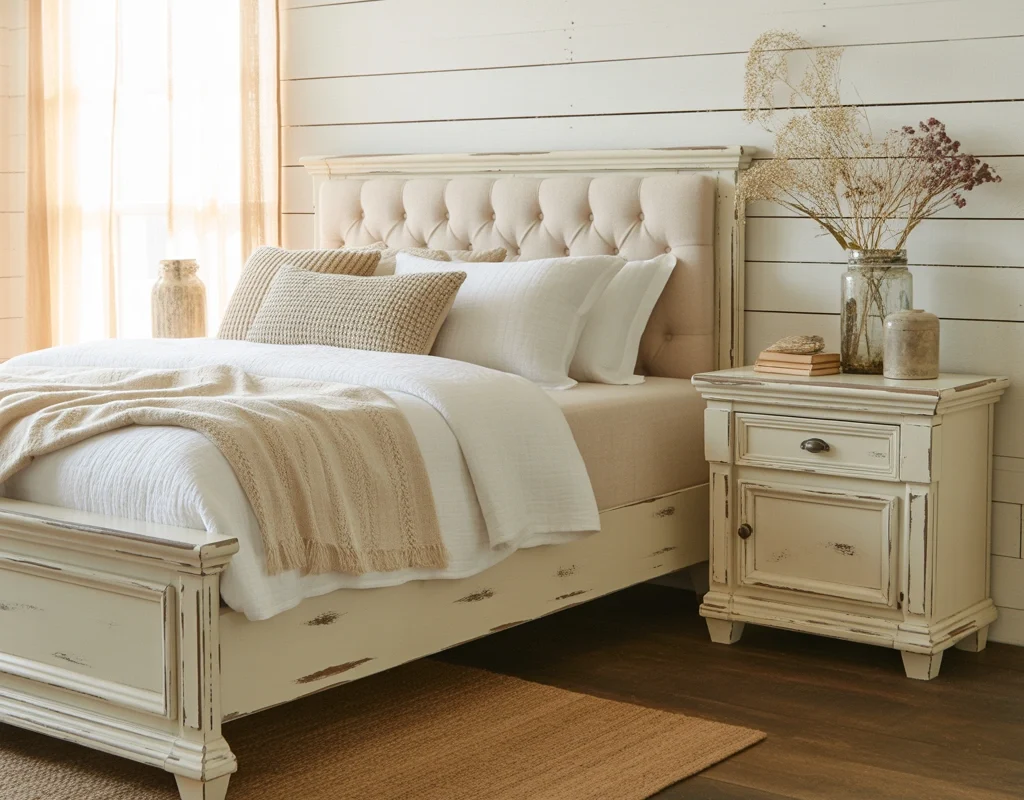 Use Distressed White Furniture for Farmhouse Charm