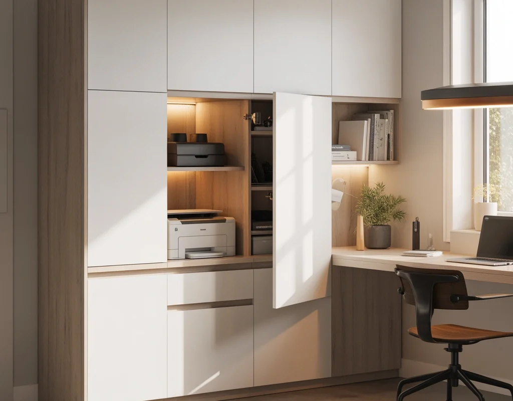 Use IKEA Cabinets to Hide Your Printer and Office Equipment