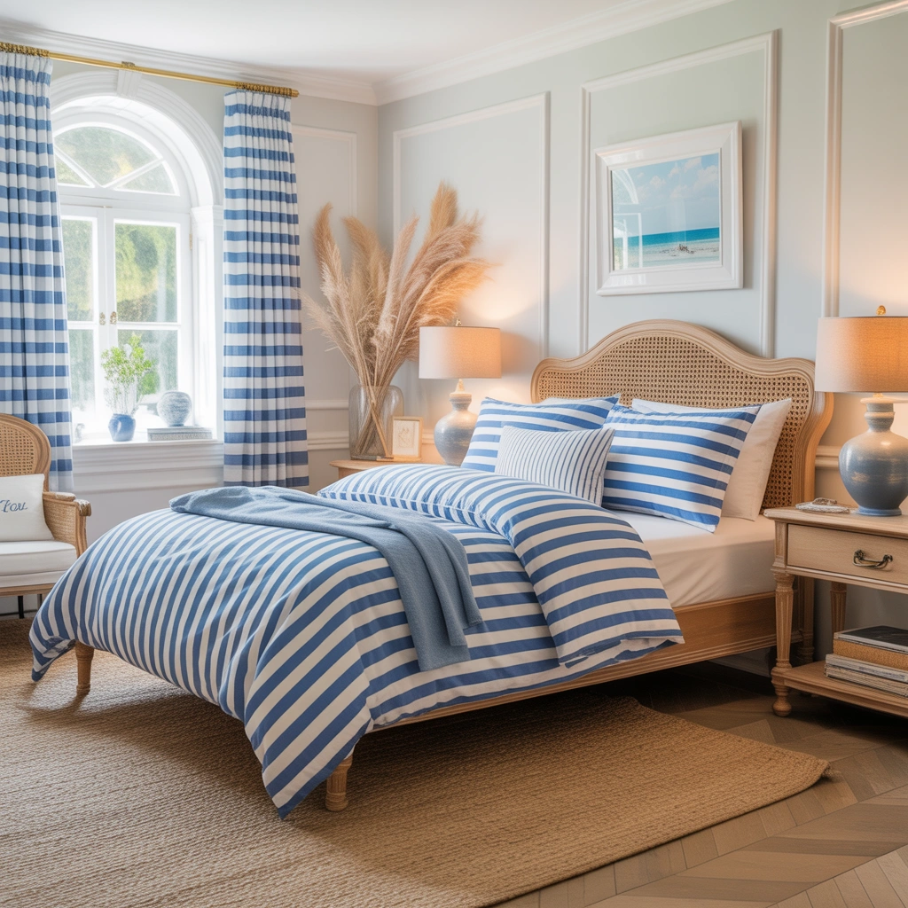 Use Striped Bedding for a Fresh Coastal Preppy Style