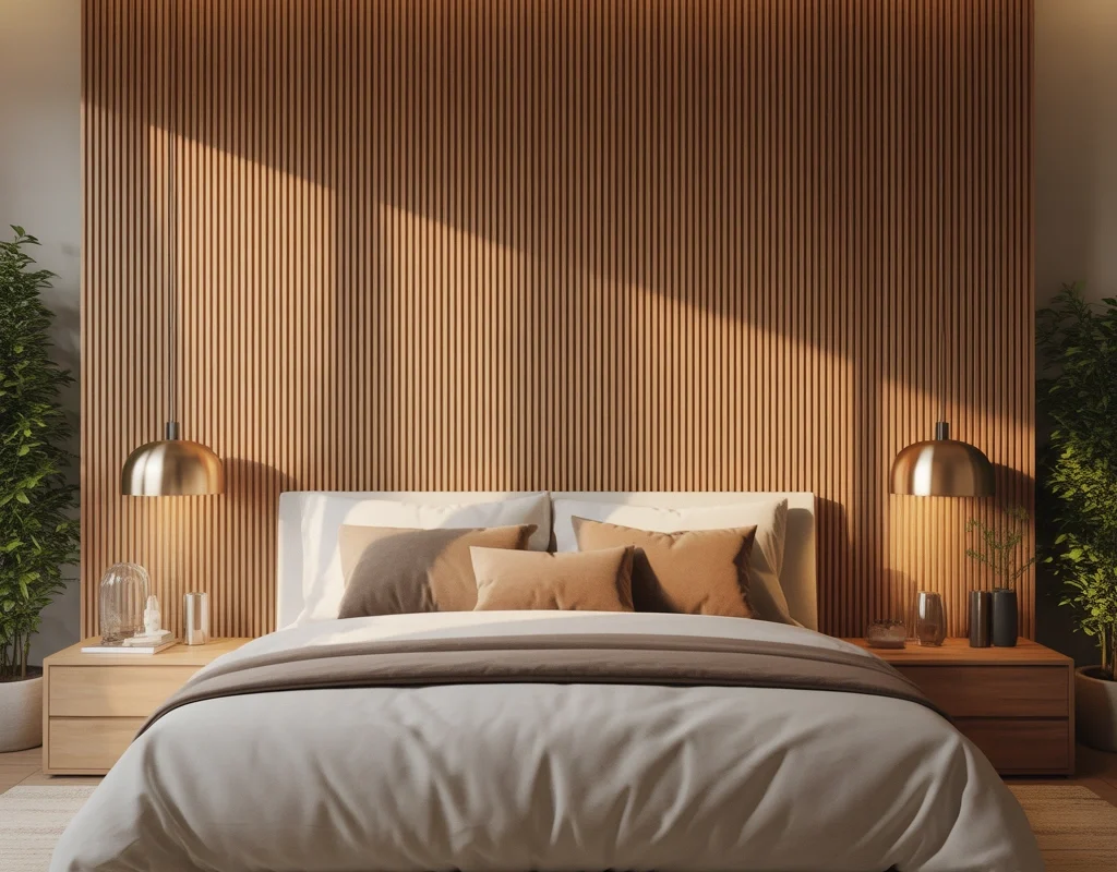 Use Wood Slats for a Modern Bedroom Accent Wall
