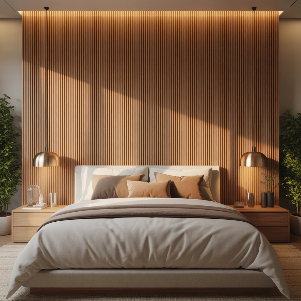 Use Wood Slats for a Modern Bedroom Accent Wall
