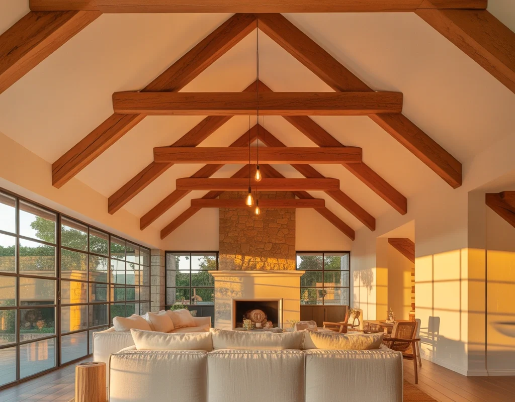 Use Wooden Ceiling Beams for Warmth