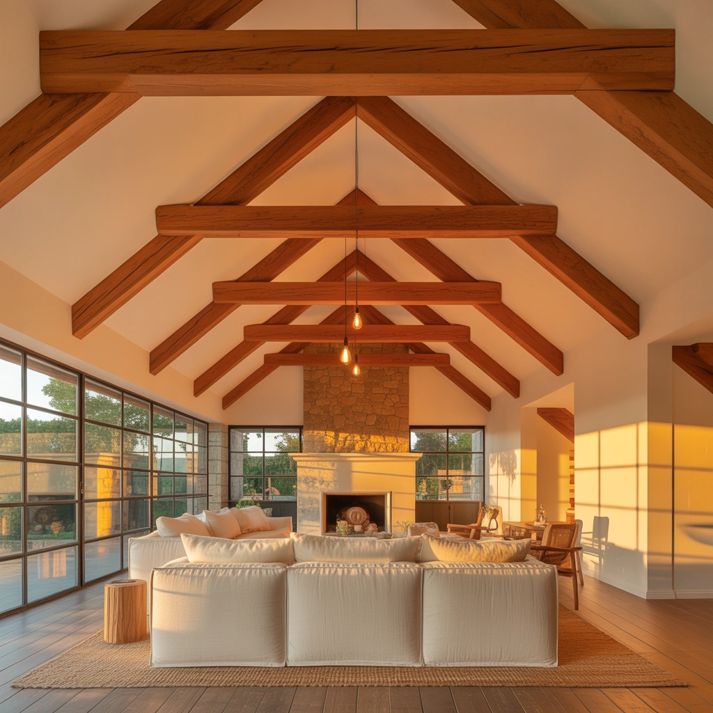 Use Wooden Ceiling Beams for Warmth