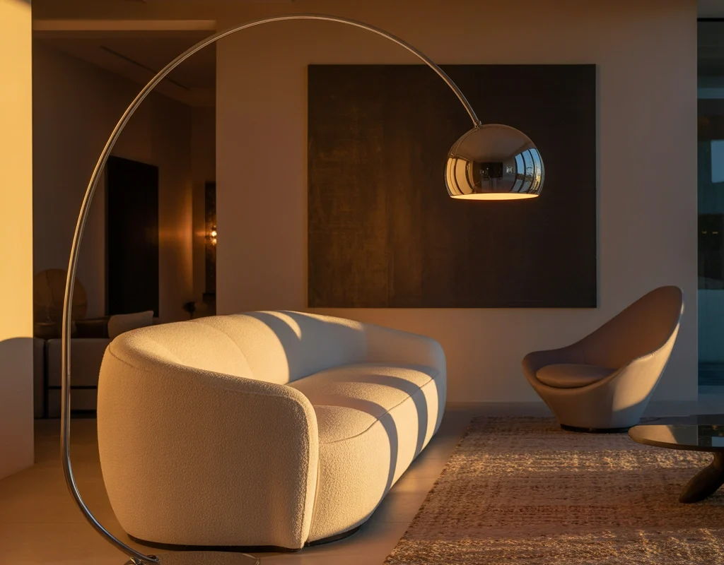 Use a Chrome Floor Lamp as a Sculptural Statement