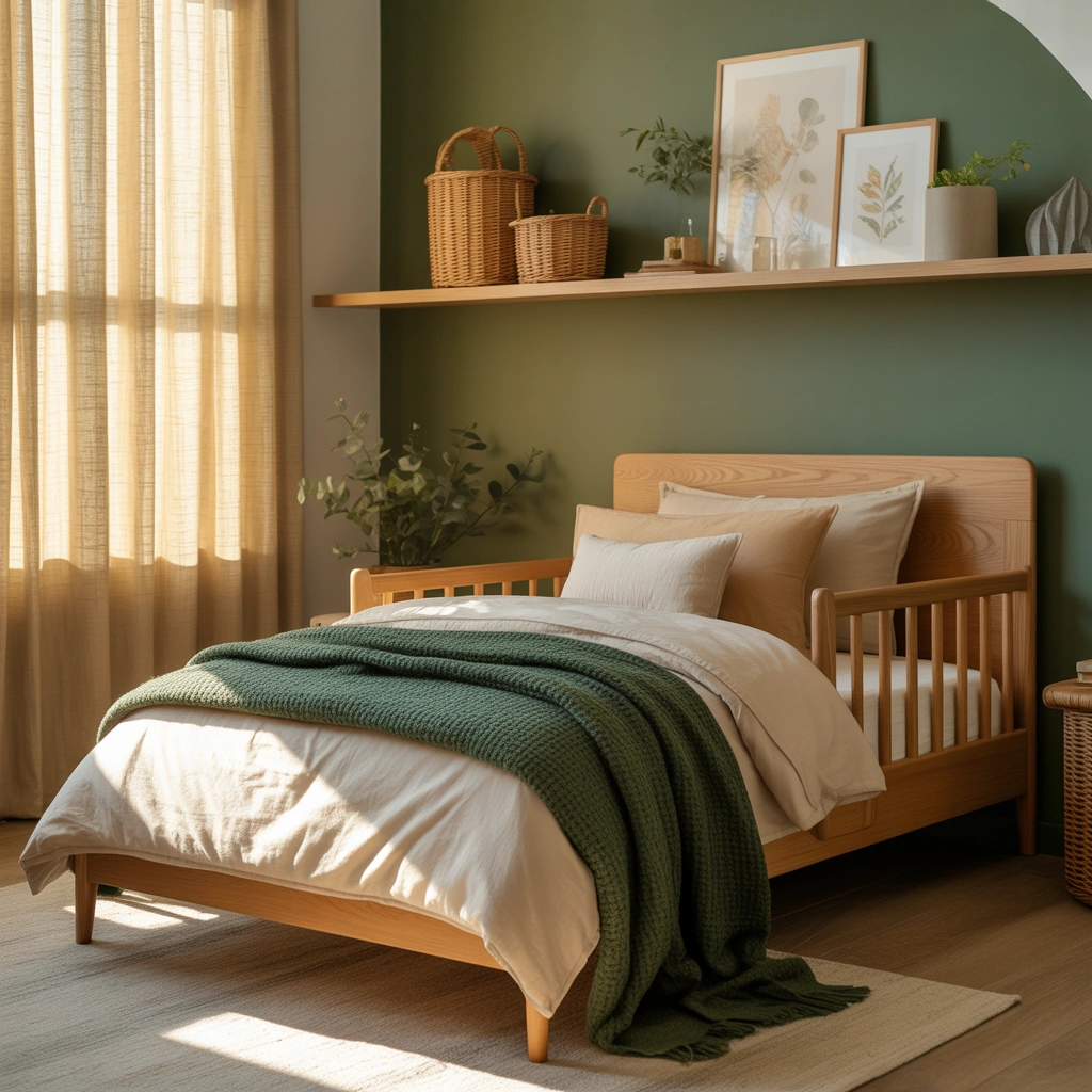 Use a Green and Natural Wood Color Palette