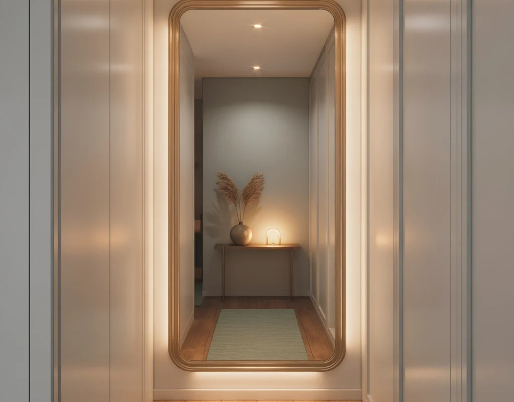 Use a Large Mirror to Visually Widen the Hallway