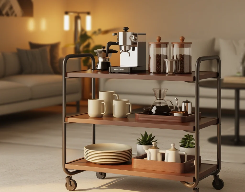 Use a Rolling Cart for a Flexible Home Coffee Bar