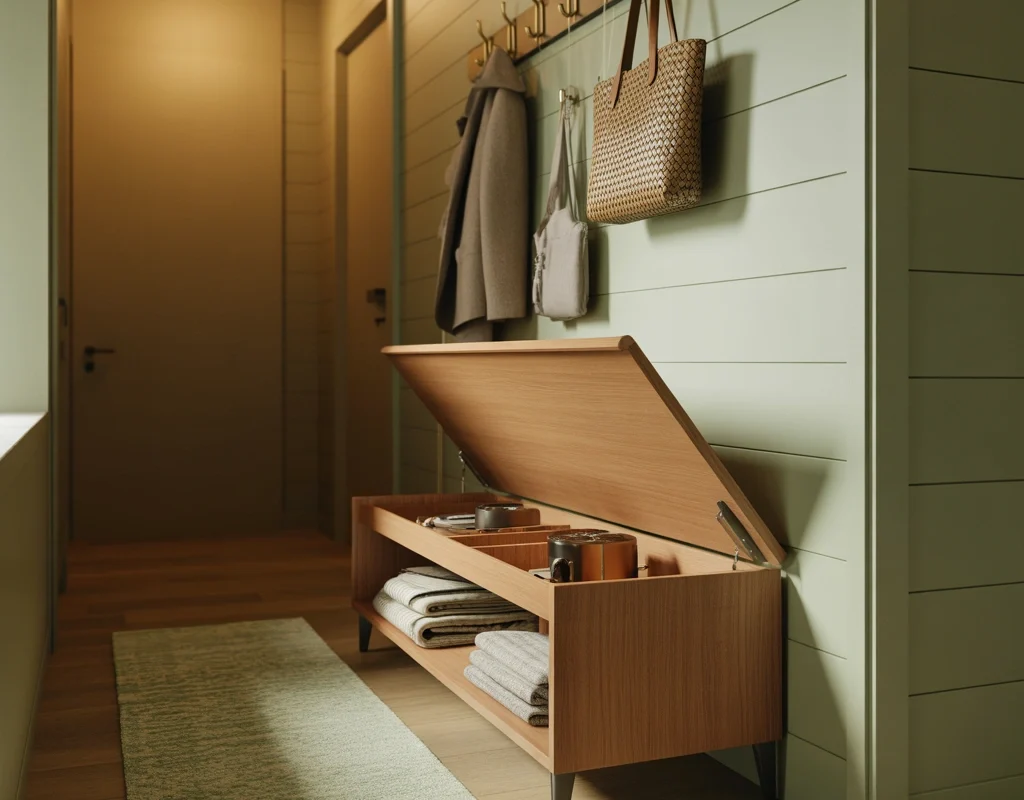 Use a Small Bench with Hidden Storage