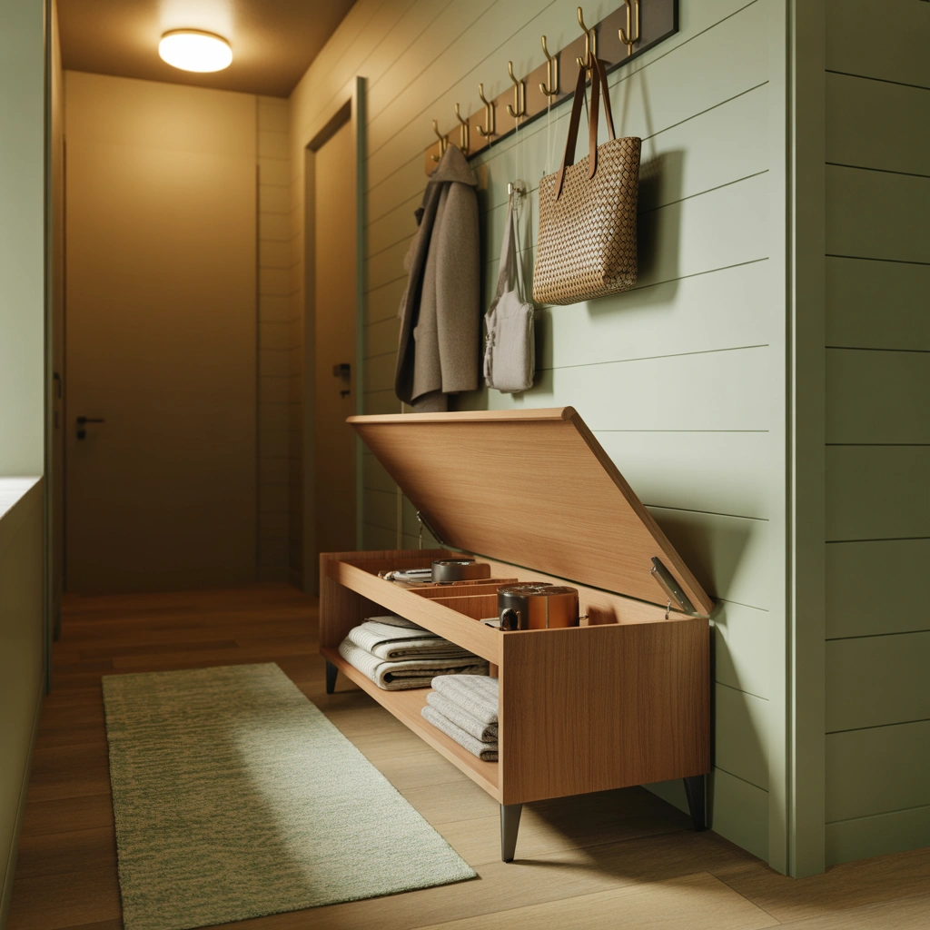Use a Small Bench with Hidden Storage